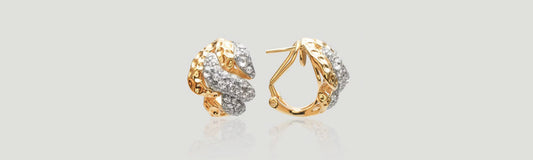 Chic Snake Shaped Two Tone Earrings with Diamond Accents