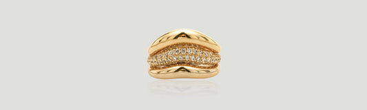 sterling silver layered ring with diamond