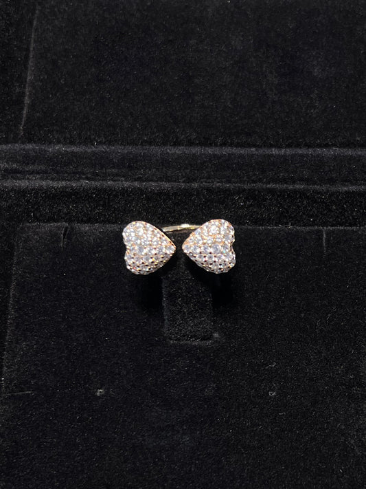 Twin - Heartlet Sparkling Gold Ring