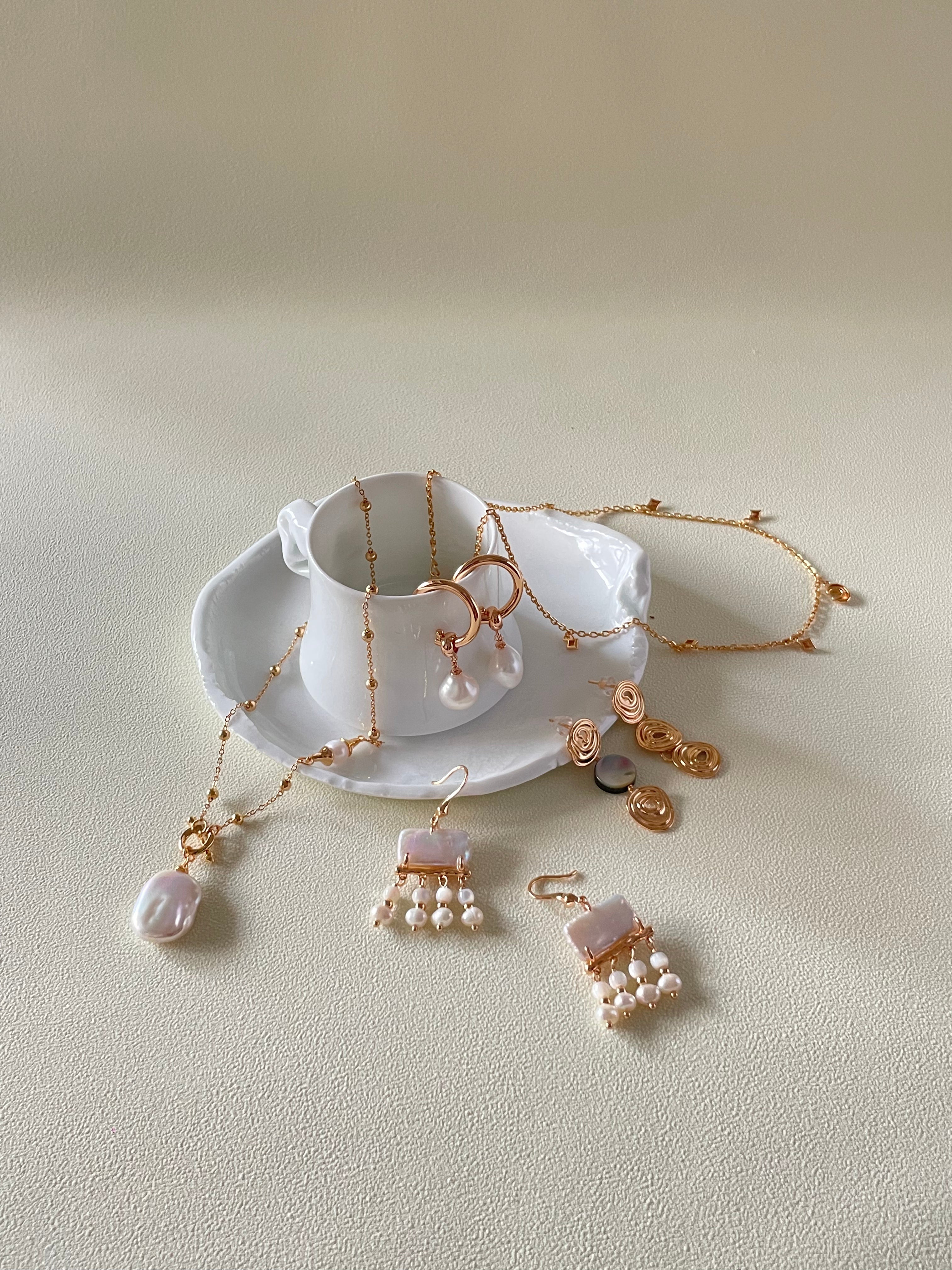 natural baroque pearl sterling silver jewelry, earrings, necklace, shell