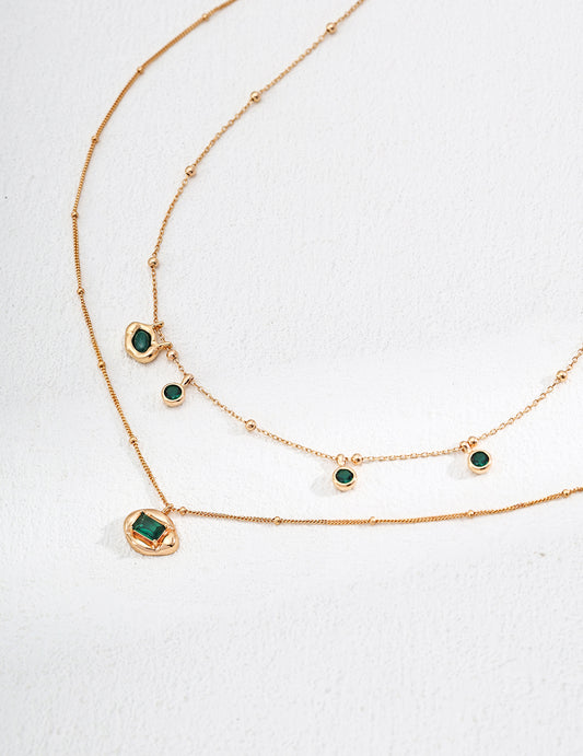 Charming Malachite 'Forest Sprouts' Gold Necklace