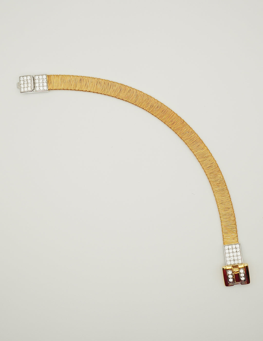 Exquisite Silver Thread Diamond Buckle Bracelet