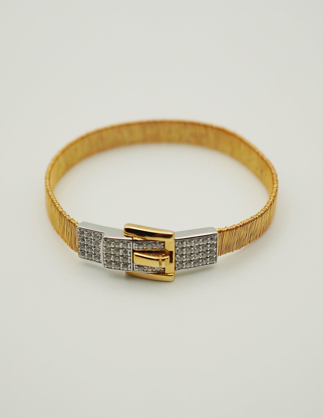 Exquisite Silver Thread Diamond Buckle Bracelet