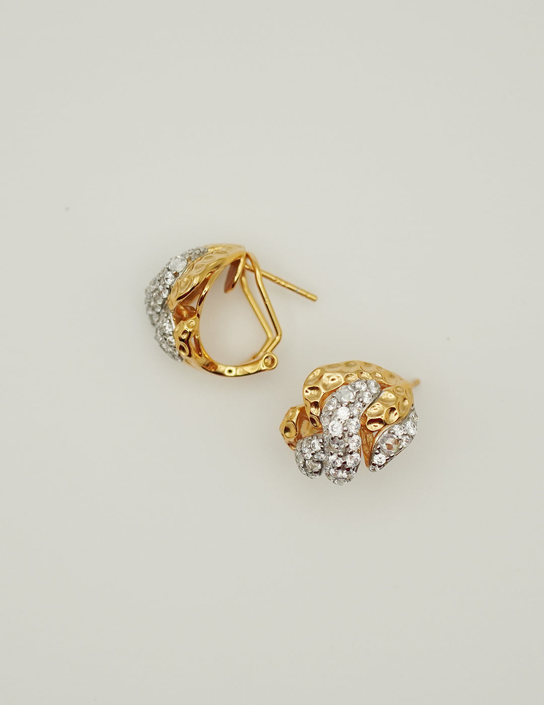 Chic Snake Shaped Two Tone Earrings with Diamond Accents