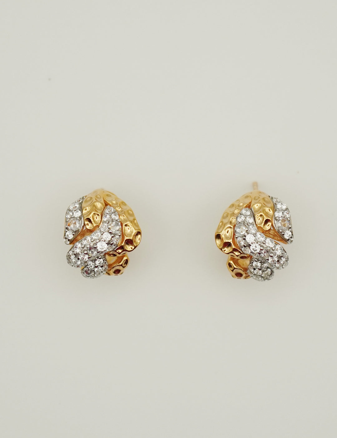 Chic Snake Shaped Two Tone Earrings with Diamond Accents