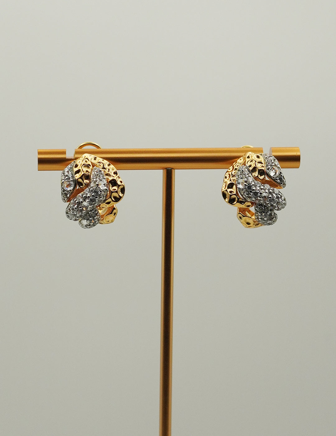 Chic Snake Shaped Two Tone Earrings with Diamond Accents