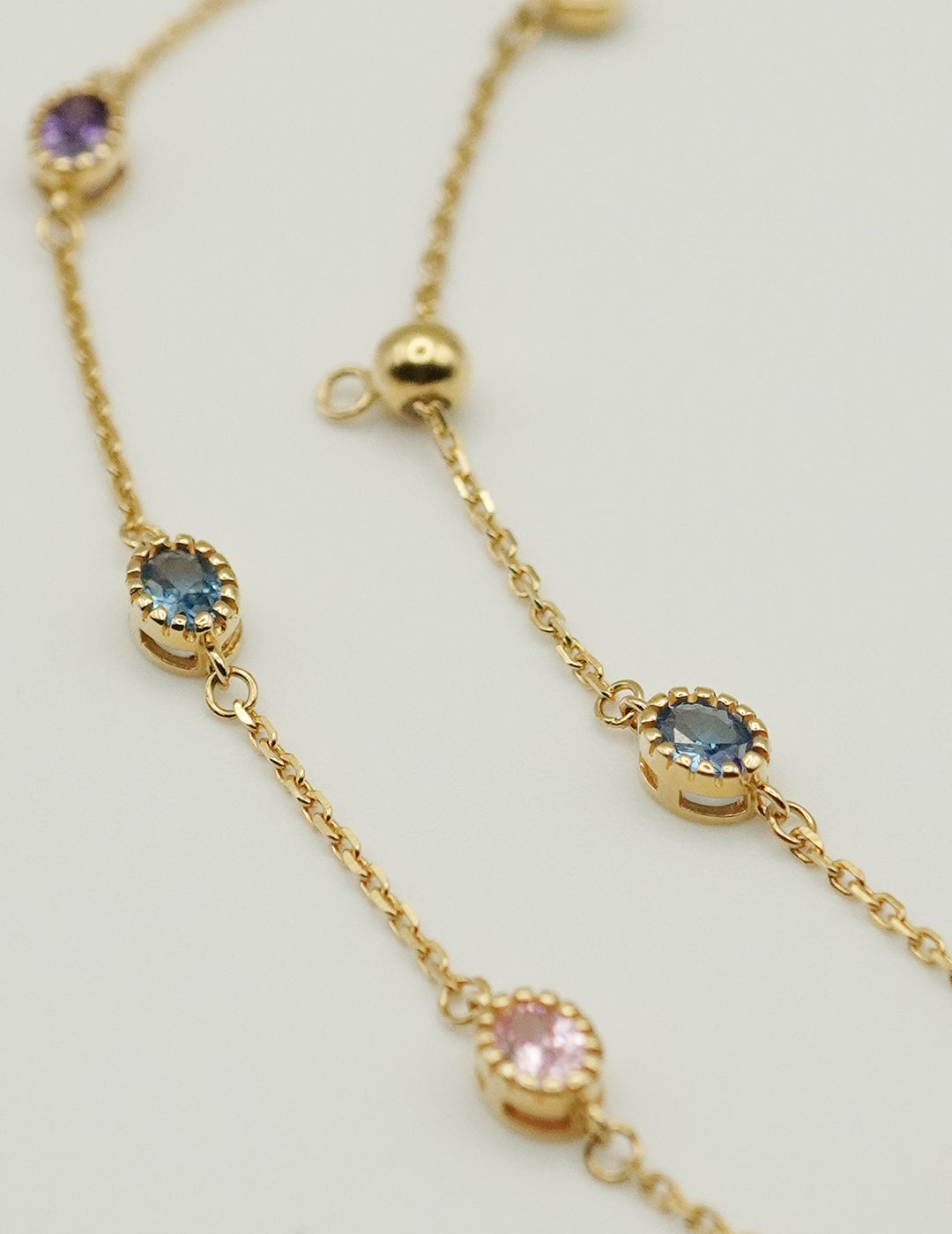 Charming Multi Gemstone Sterling Silver Station Bracelet