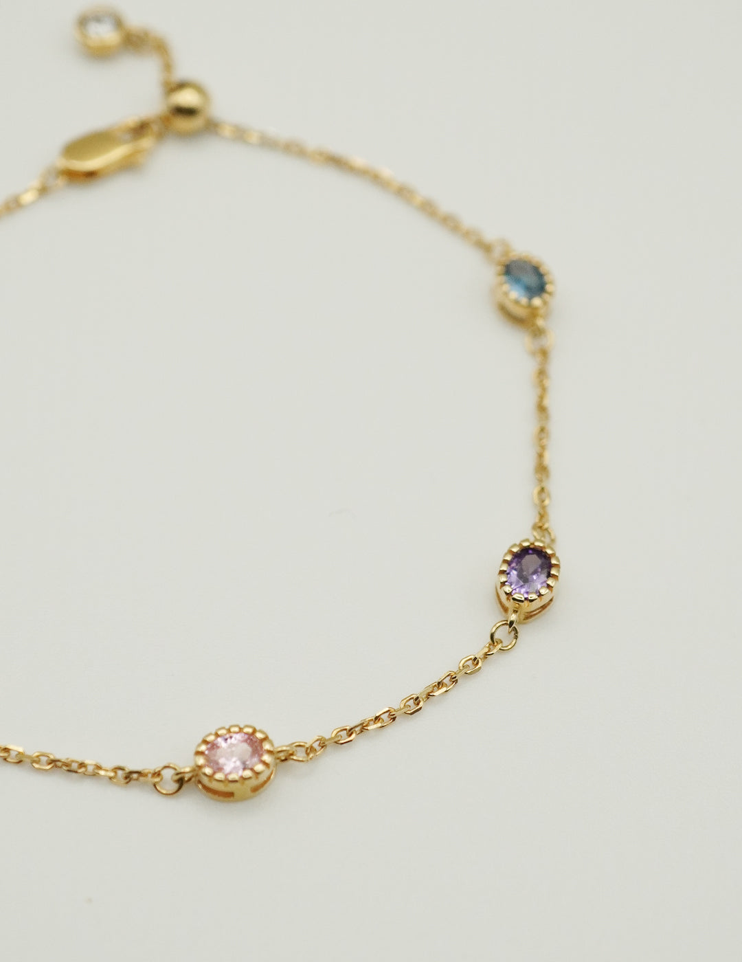 Charming Multi Gemstone Sterling Silver Station Bracelet