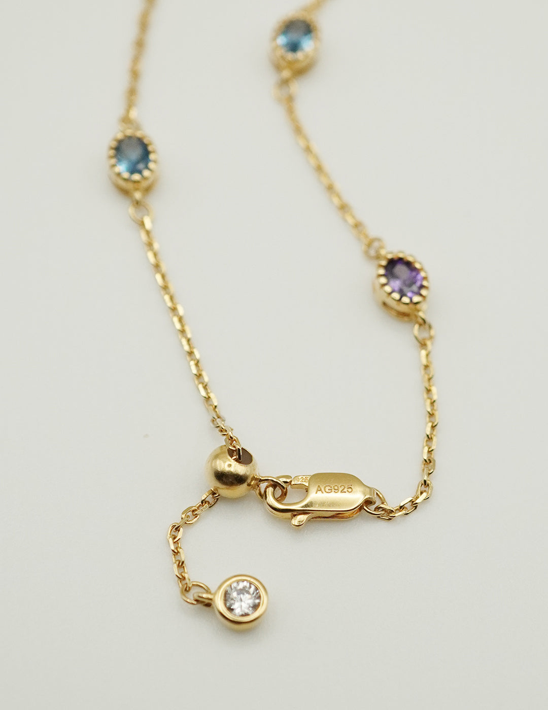 Charming Multi Gemstone Sterling Silver Station Bracelet