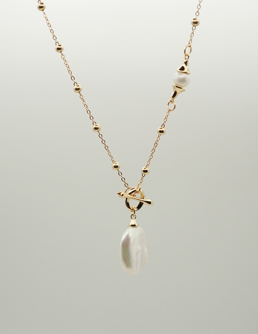 Square Pearl Pendant Silver Necklace
