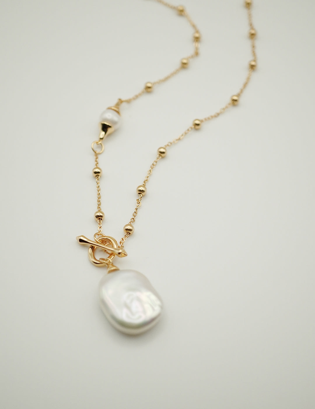 Square Pearl Pendant Silver Necklace