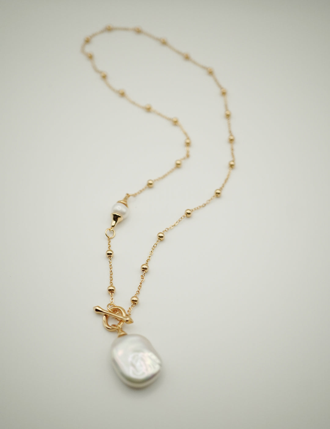 Square Pearl Pendant Silver Necklace