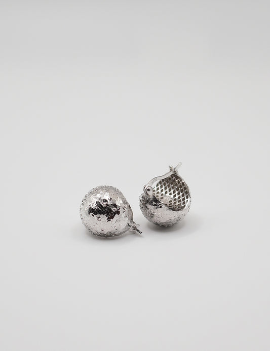 Sequin-effect Crafted Sparkling Sterling Silver Hoop Earrings