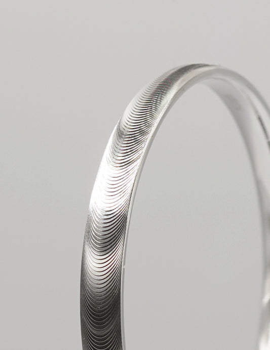 Glamorous Water - Wave Engraved Silver Bangle