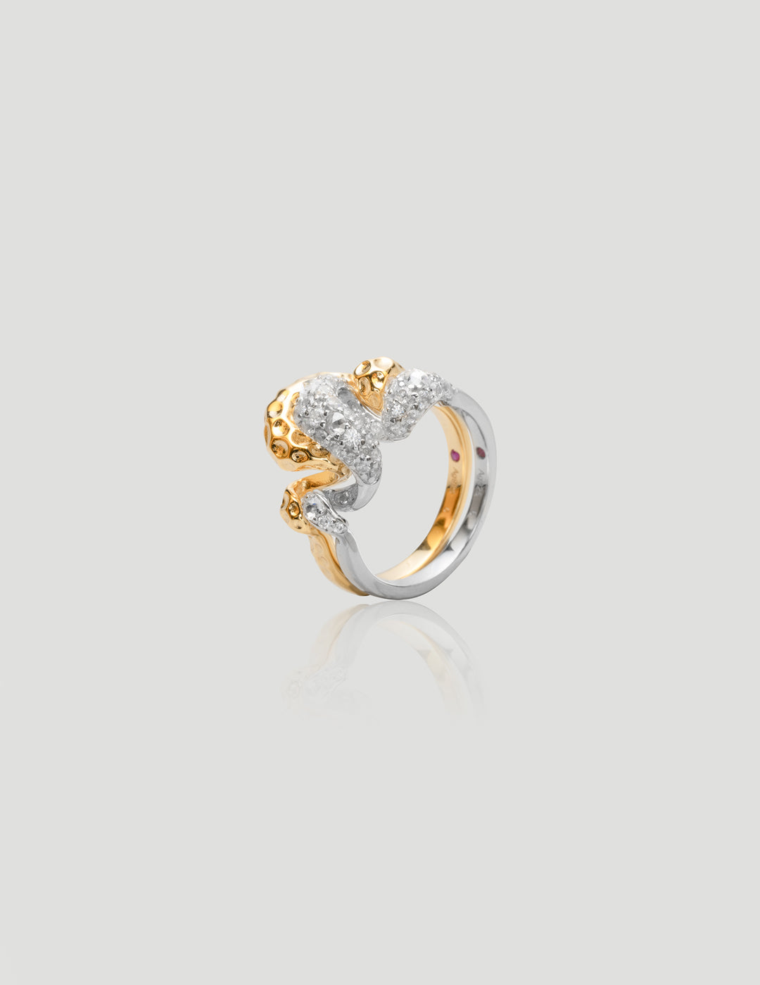 Detachable Silver and Gold Double Snake Ring
