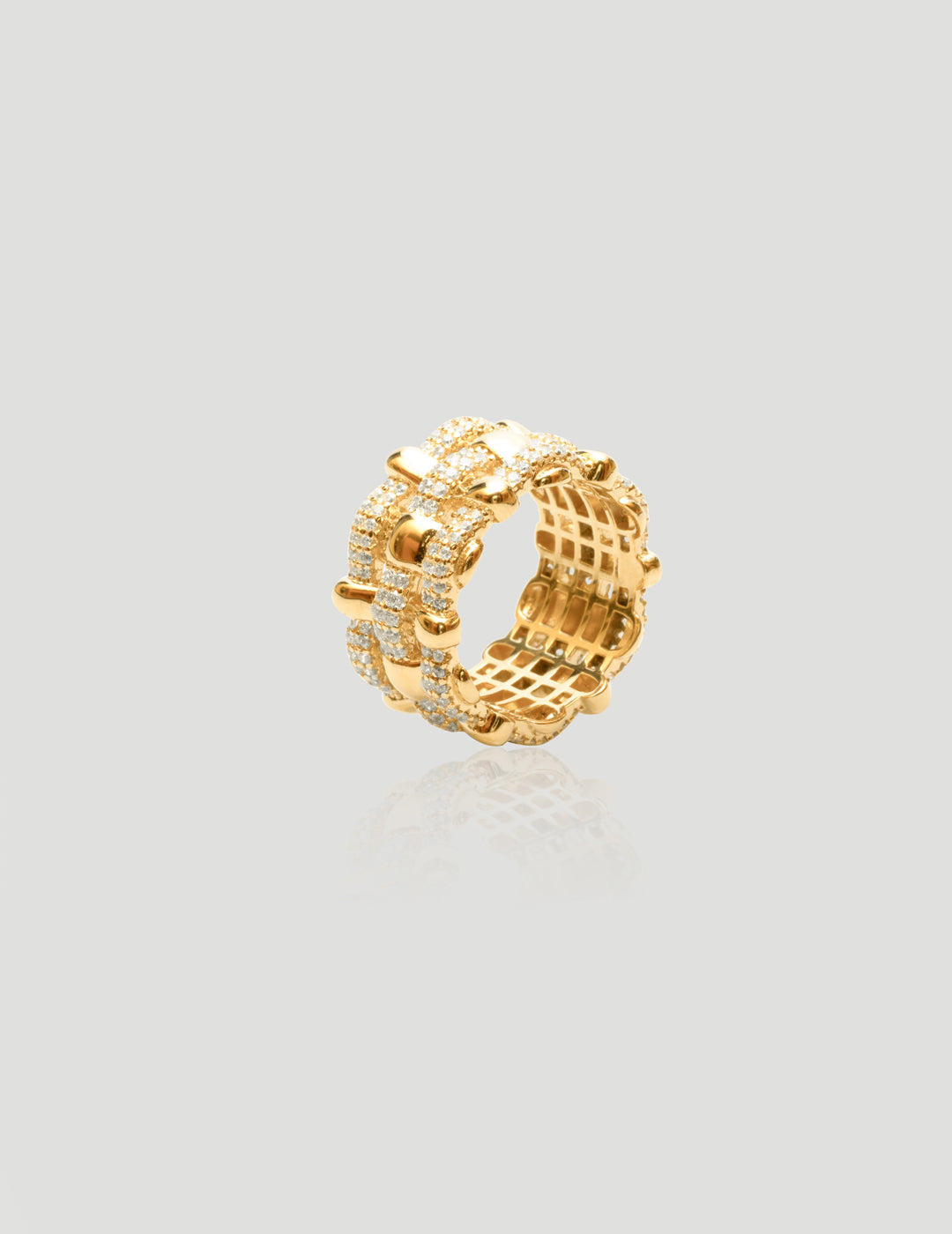 Sparkling Mesh - Linked Gold Ring