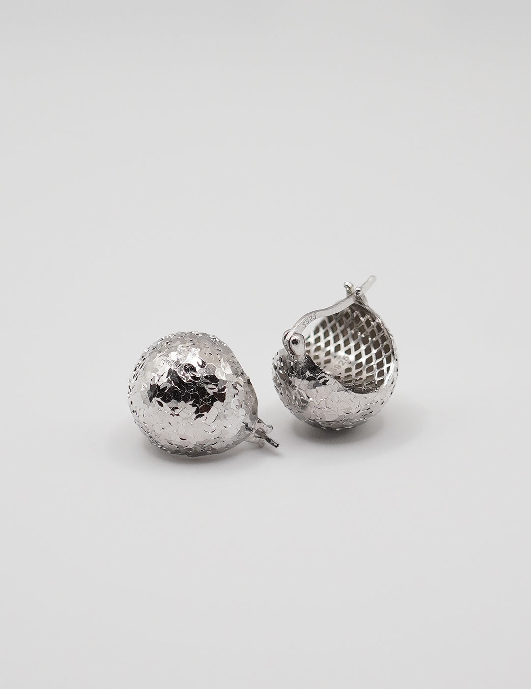 Sequin-effect Crafted Sparkling Sterling Silver Hoop Earrings