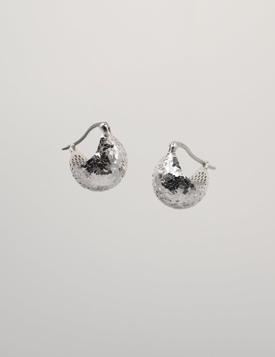 Sequin-effect Crafted Sparkling Sterling Silver Hoop Earrings