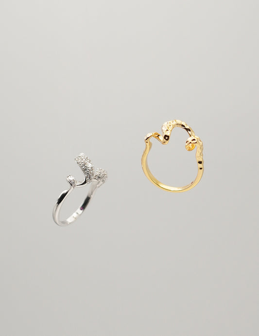 Detachable Silver and Gold Double Snake Ring