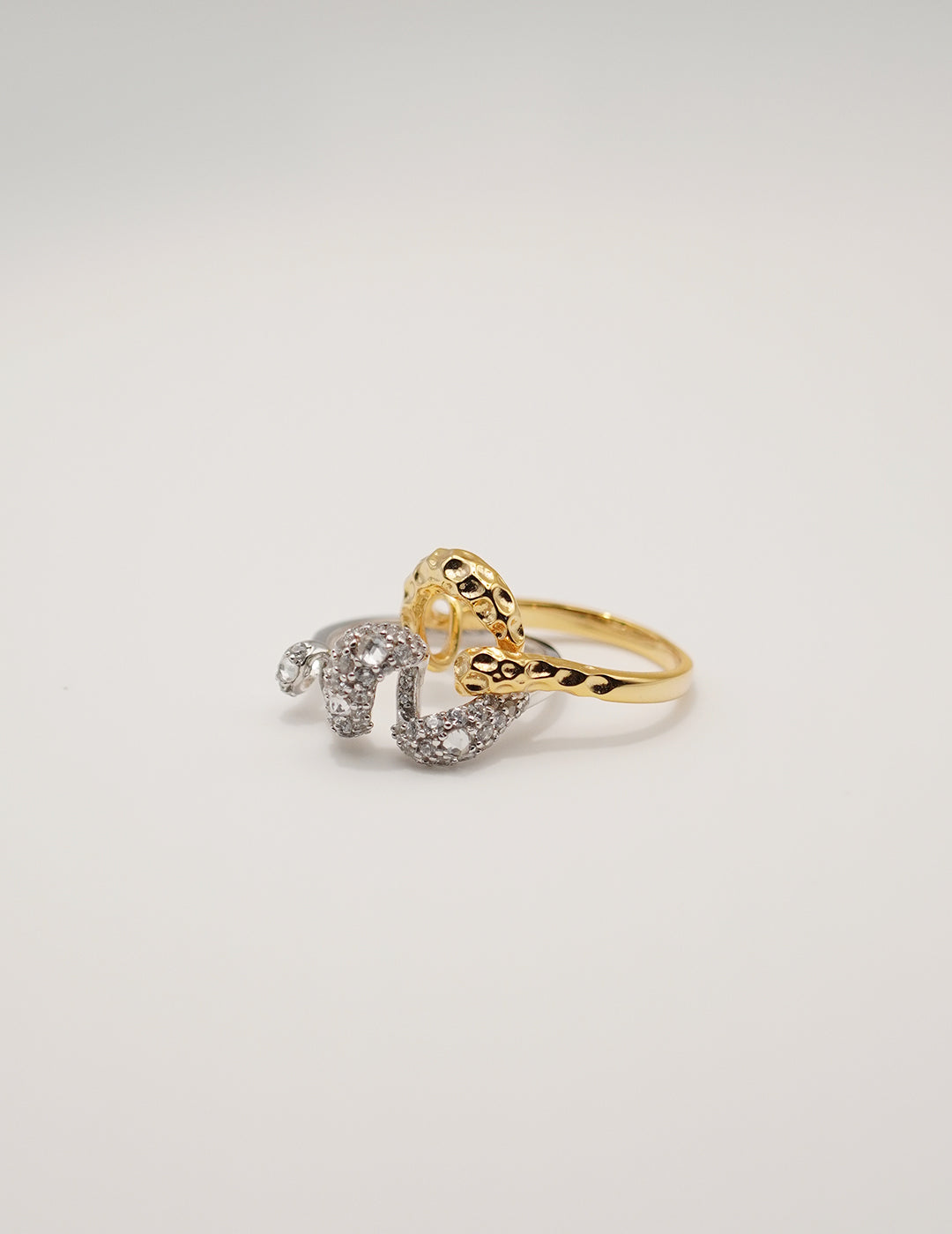 Detachable Silver and Gold Double Snake Ring