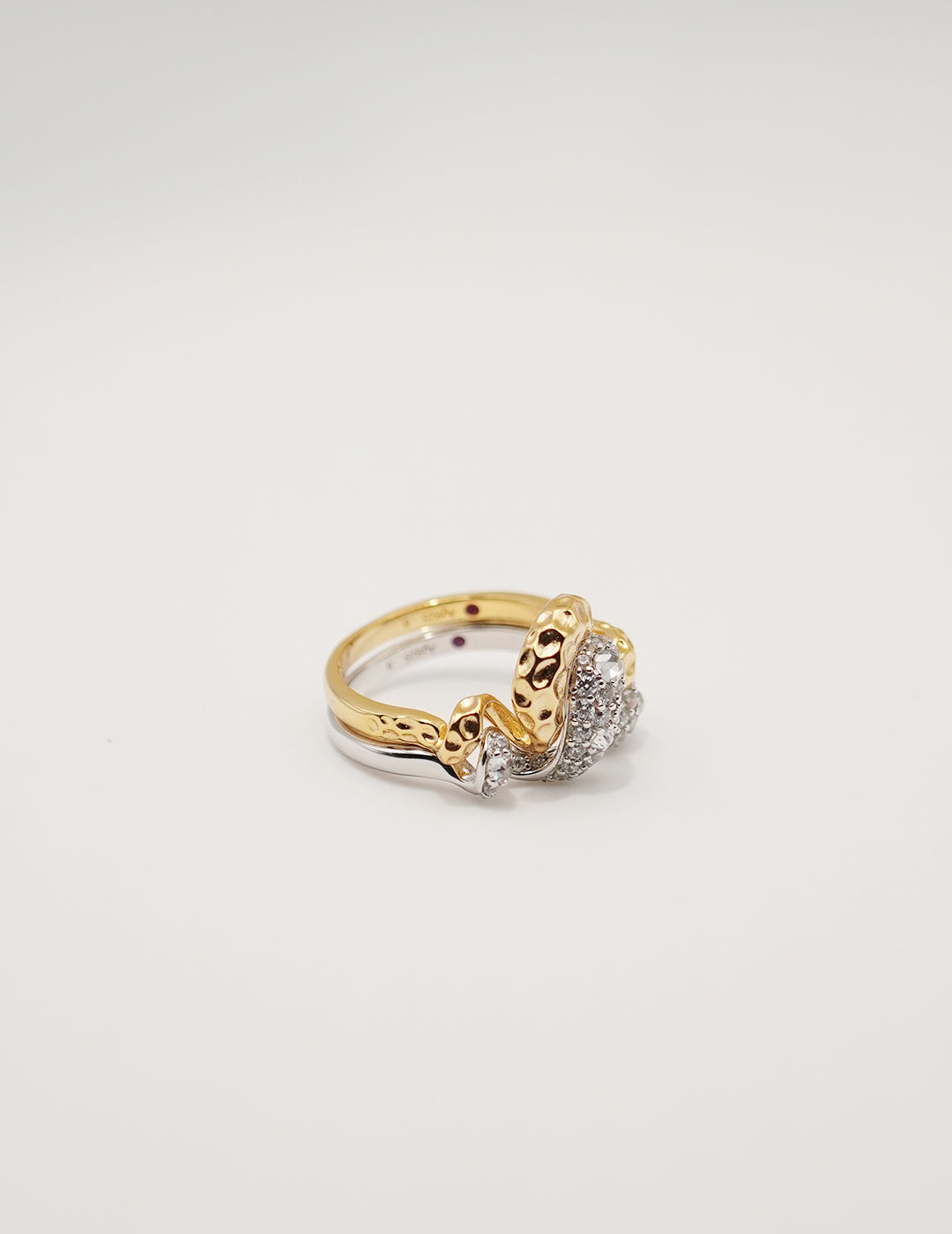 Detachable Silver and Gold Double Snake Ring, side