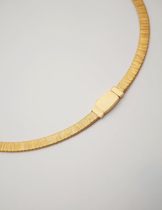 Exquisite Silver Thread Gold Flat Chain Necklace, detail