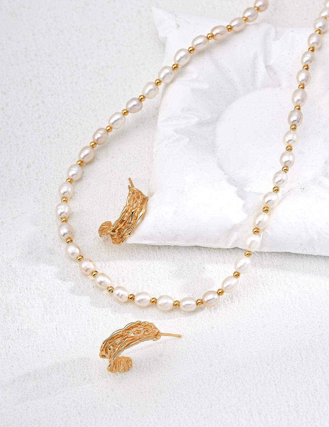 18K Gold - Plated Pure Silver Tree Bark Hoop Earrings
