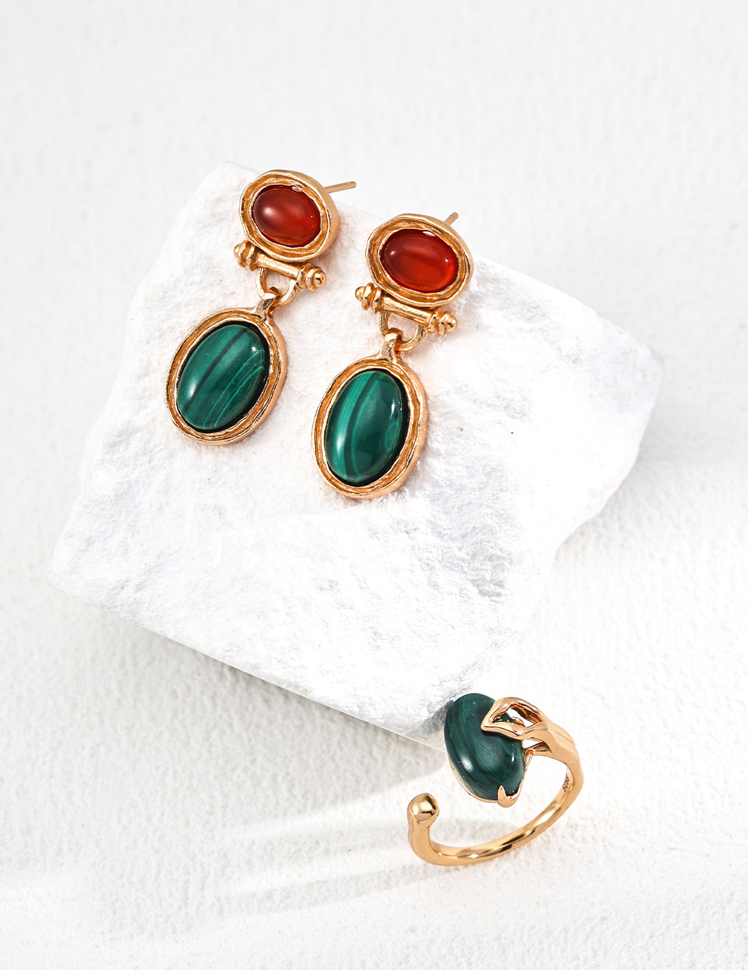 TWIGGY Malachite Agate Earrings – Earth Element Healing Jewelry