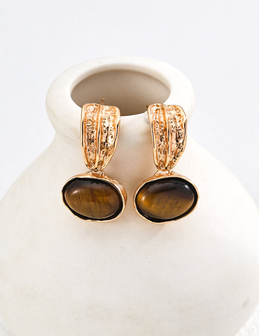Golden Arc - Carrying Moon Tiger's Eye Earrings