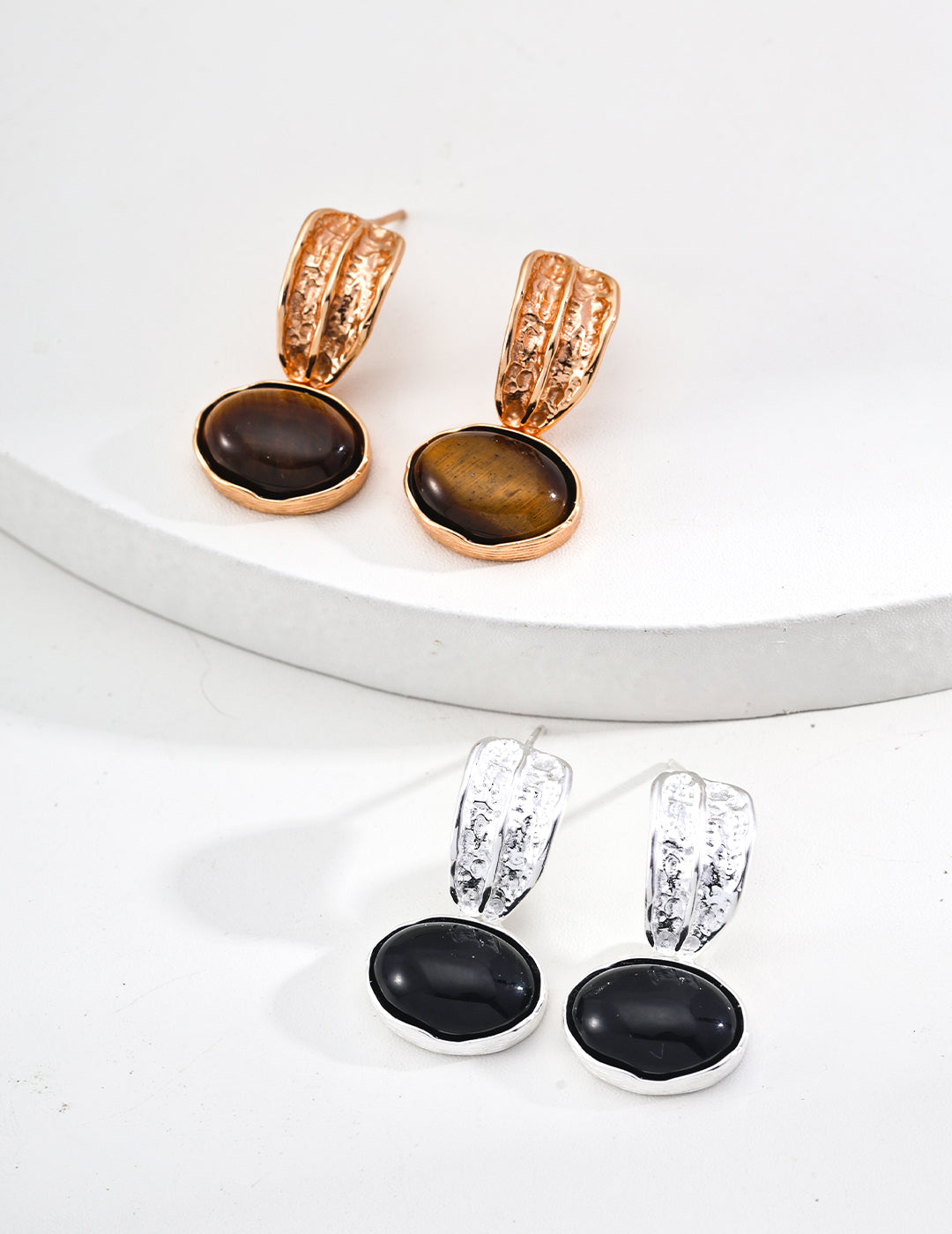 Golden Arc - Carrying Moon Tiger's Eye Earrings