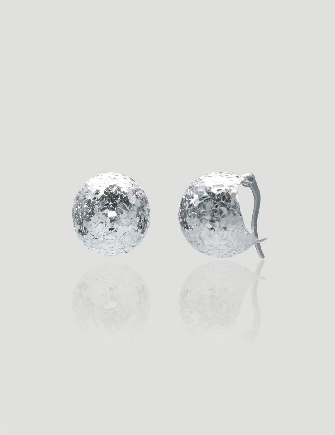 Sequin-effect Crafted Sparkling Sterling Silver Hoop Earrings