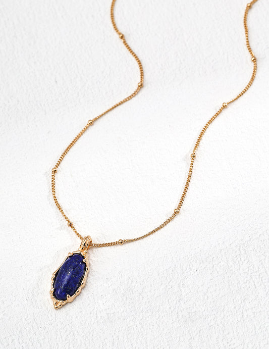 Dainty Lapis Lazuli Sterling Silver Necklace , Close-up