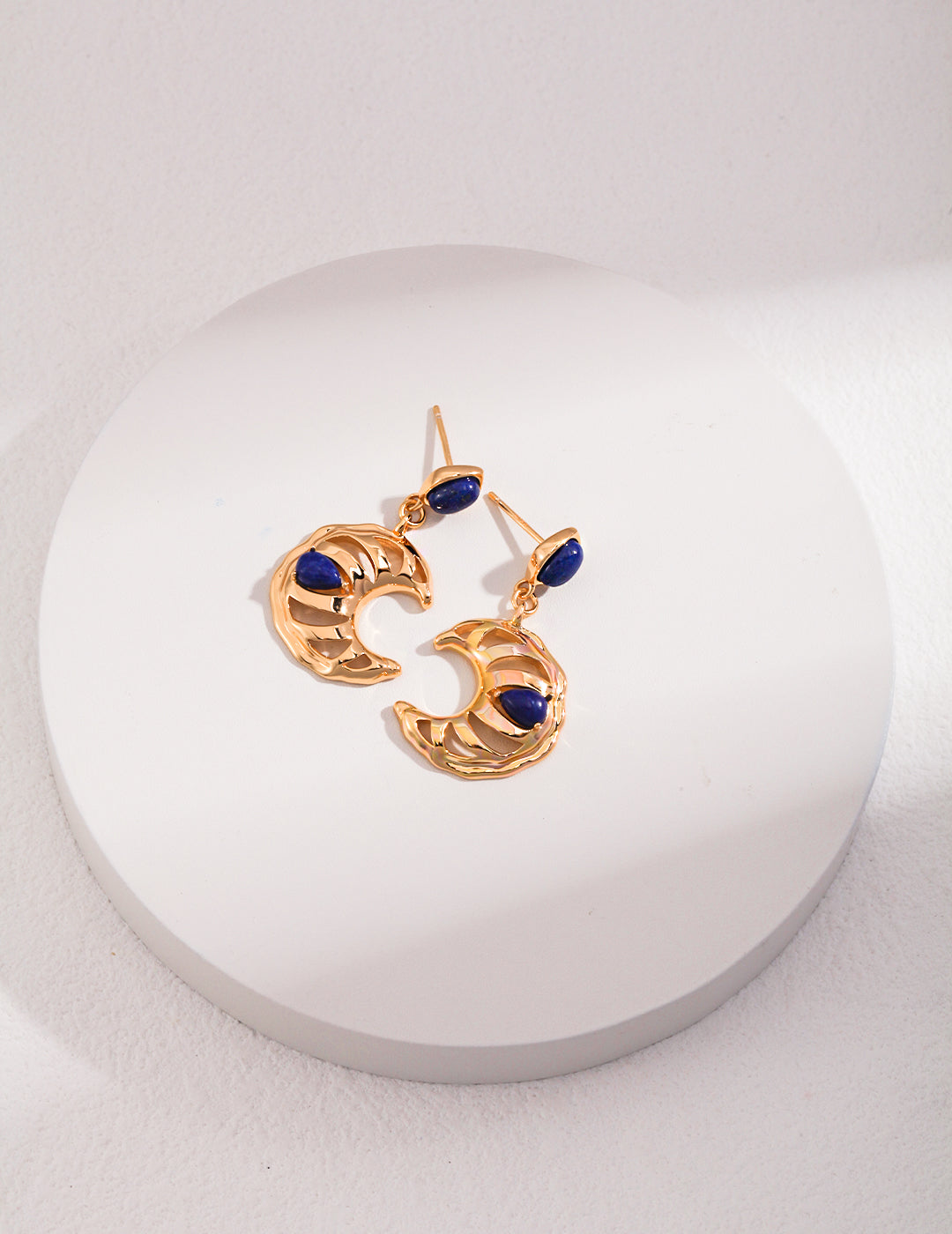 Moon Lapis 925 Silver Earrings, front