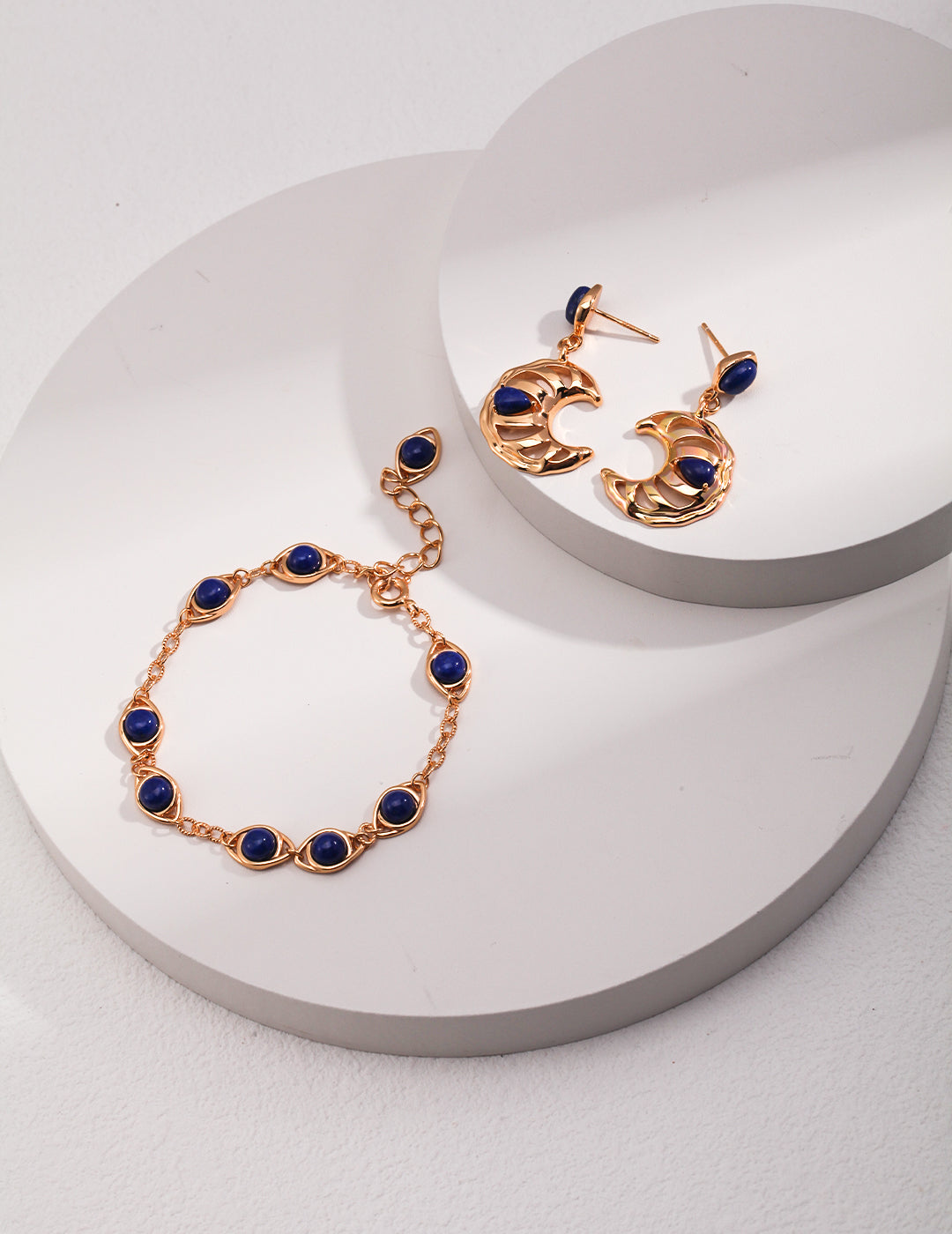 Moon Lapis 925 Silver Earrings, set