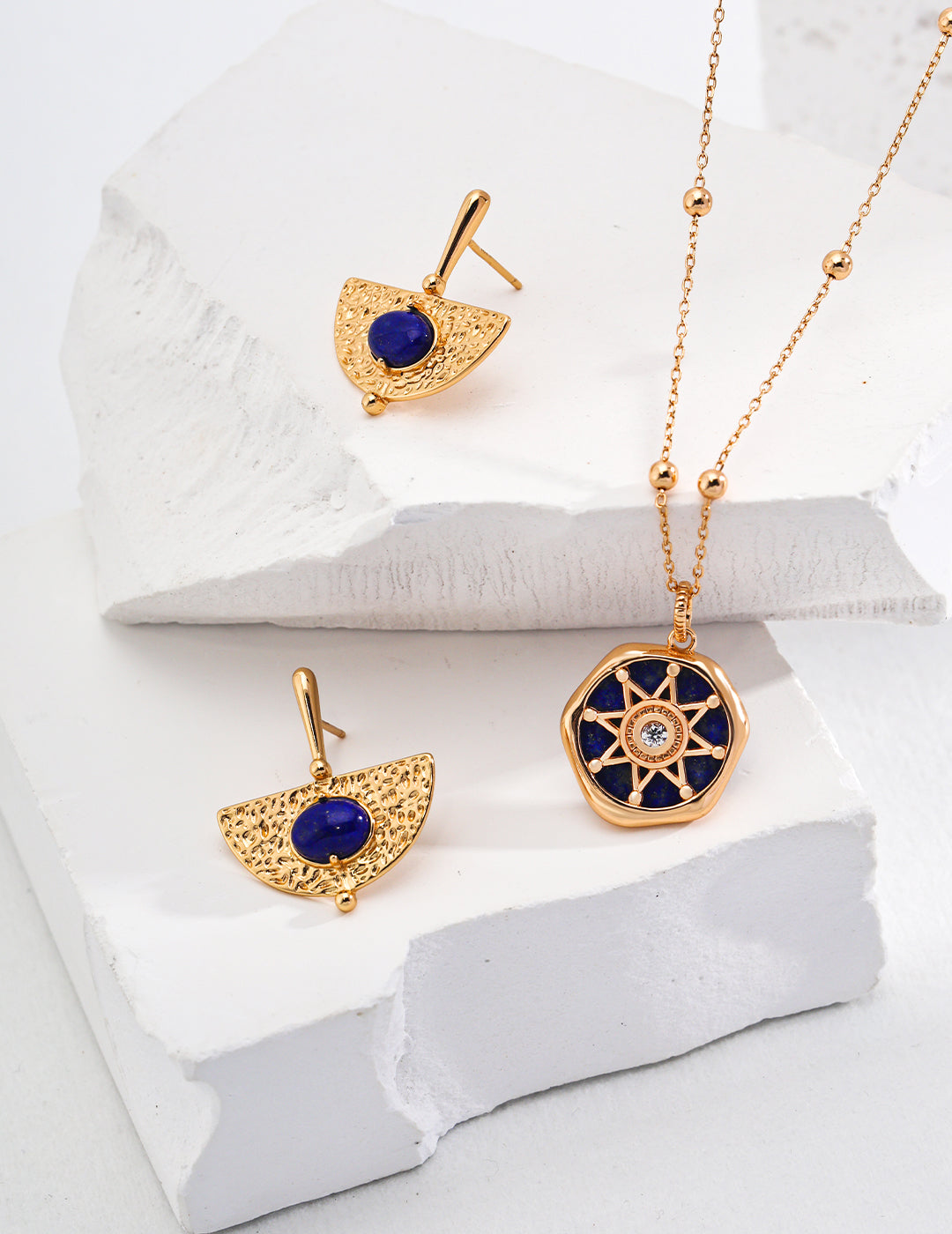 Solar Grace 18K Gold-Plated Lapis Sterling Silver Necklace