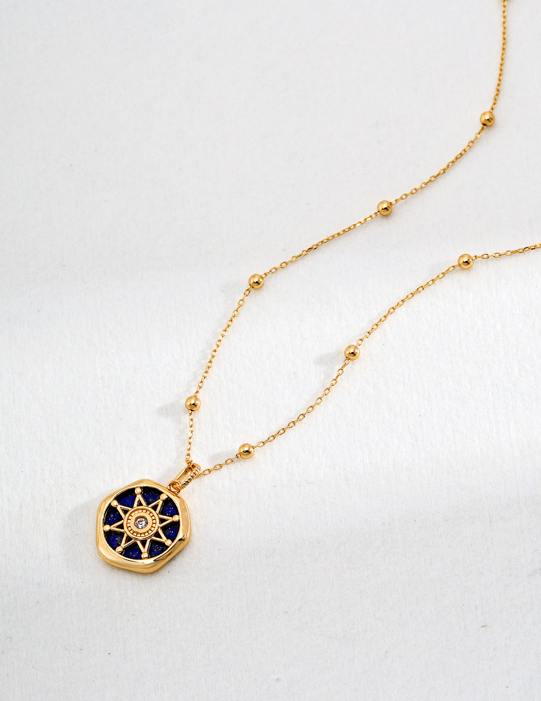 Solar Grace 18K Gold-Plated Lapis Sterling Silver Necklace