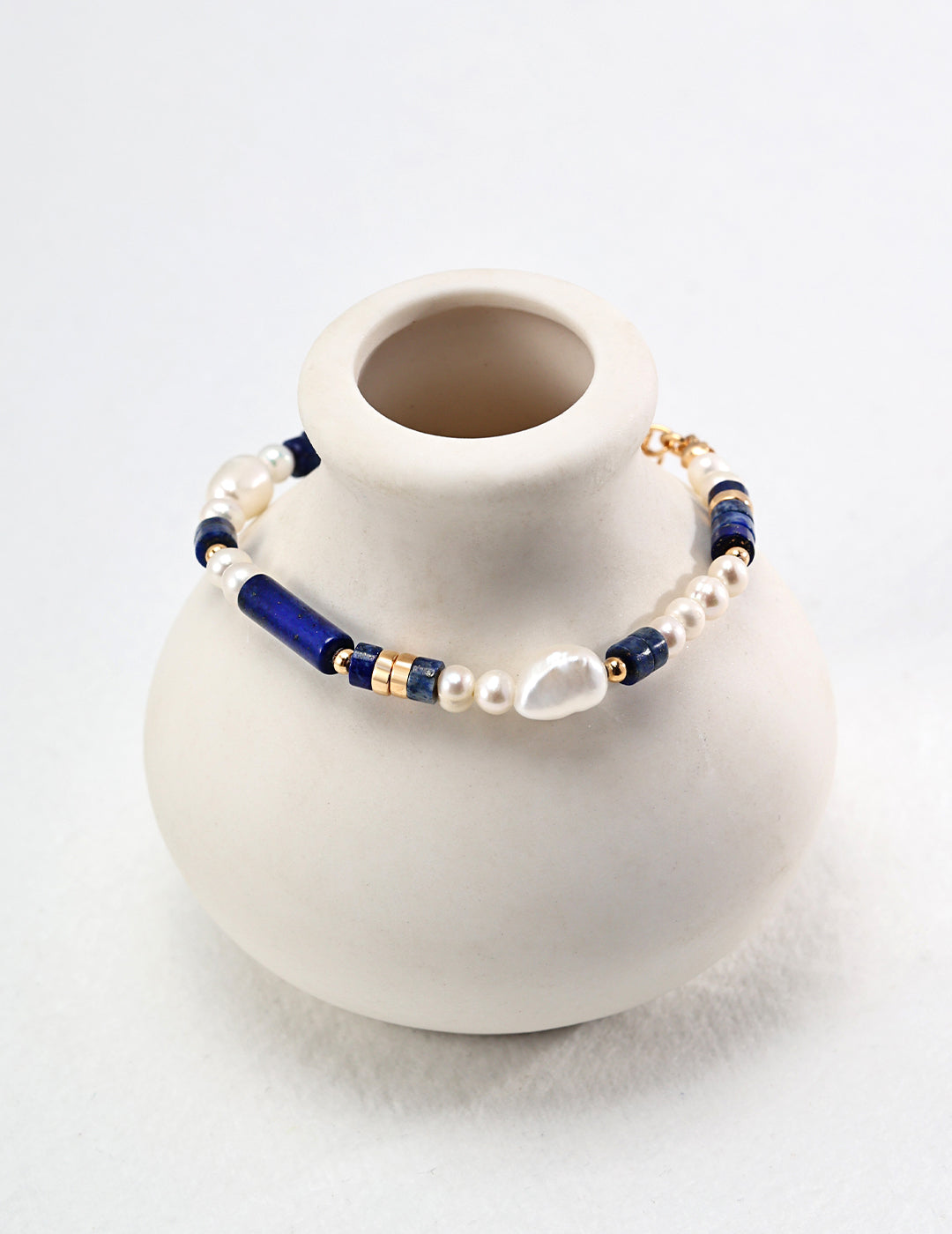Stellar Symphony Blue Lapis & Pearl Sterling Silver Bracelet
