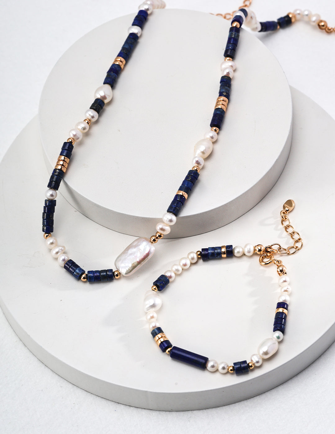 Stellar Symphony Blue Lapis & Pearl Sterling Silver Bracelet, set