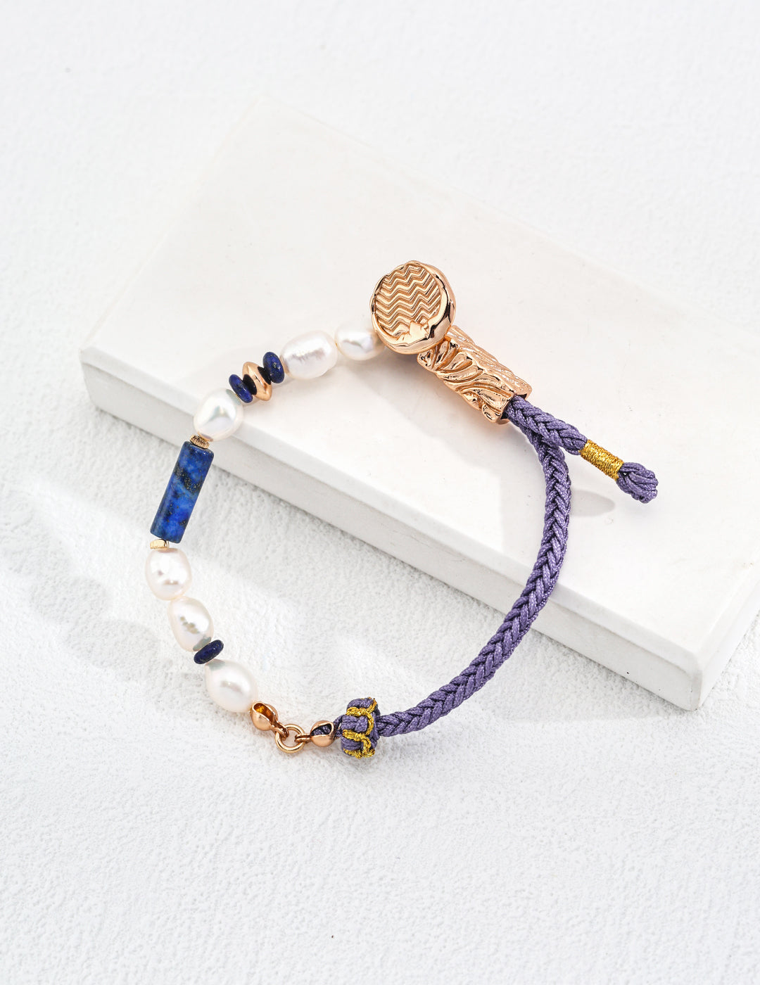 Lapis Lazuli & Natural Pearl Hand Woven Bracelet