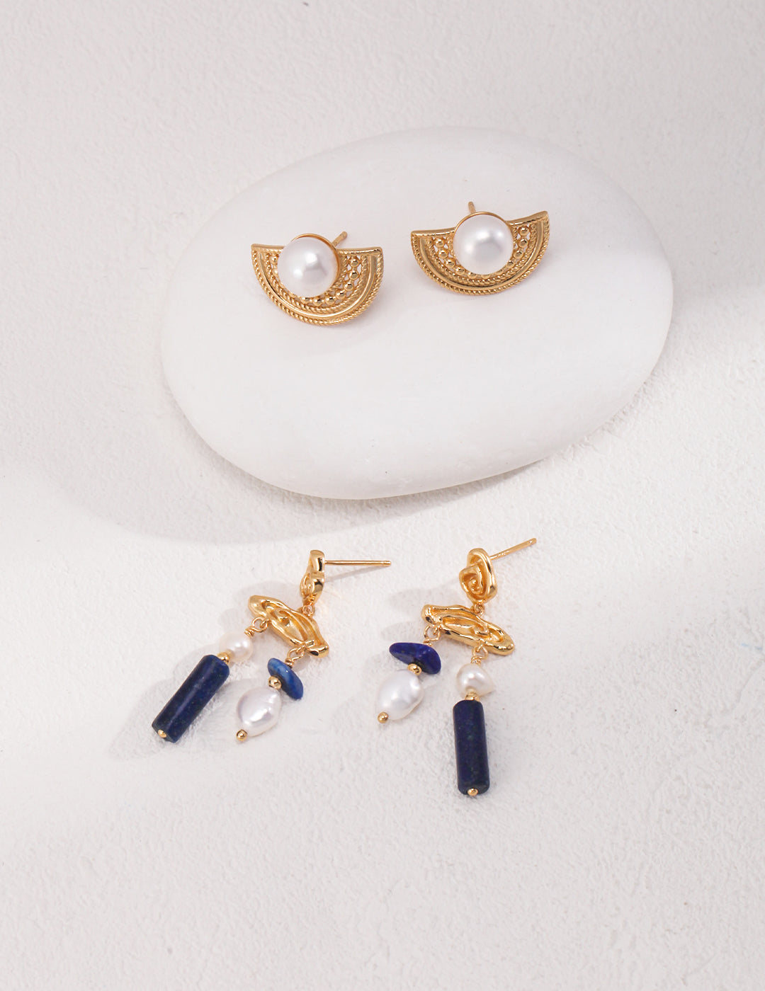 Retro Lapis Lazuli Pure Silver Dangle Earrings