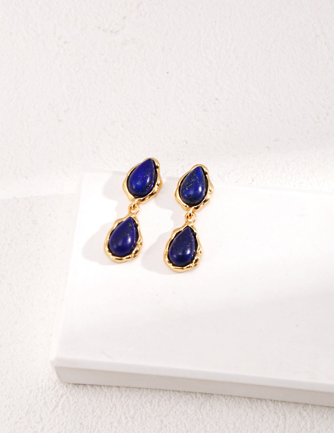 Azure Galaxy Royal Blue Lapis Lazuli Sterling Silver Earrings,Front