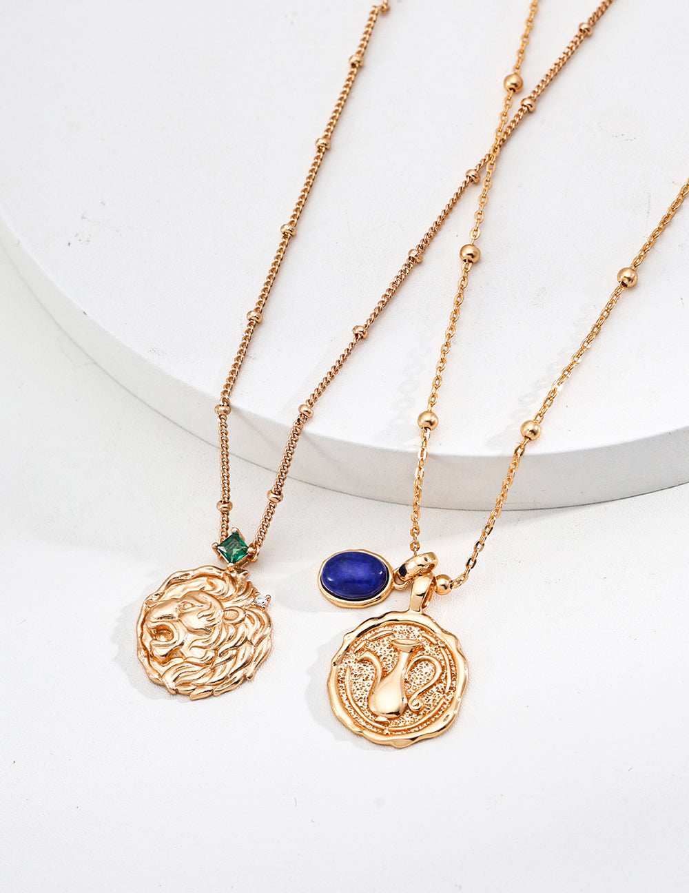 Gold Sterling Silver Horoscope Necklace Leo& Aquarius