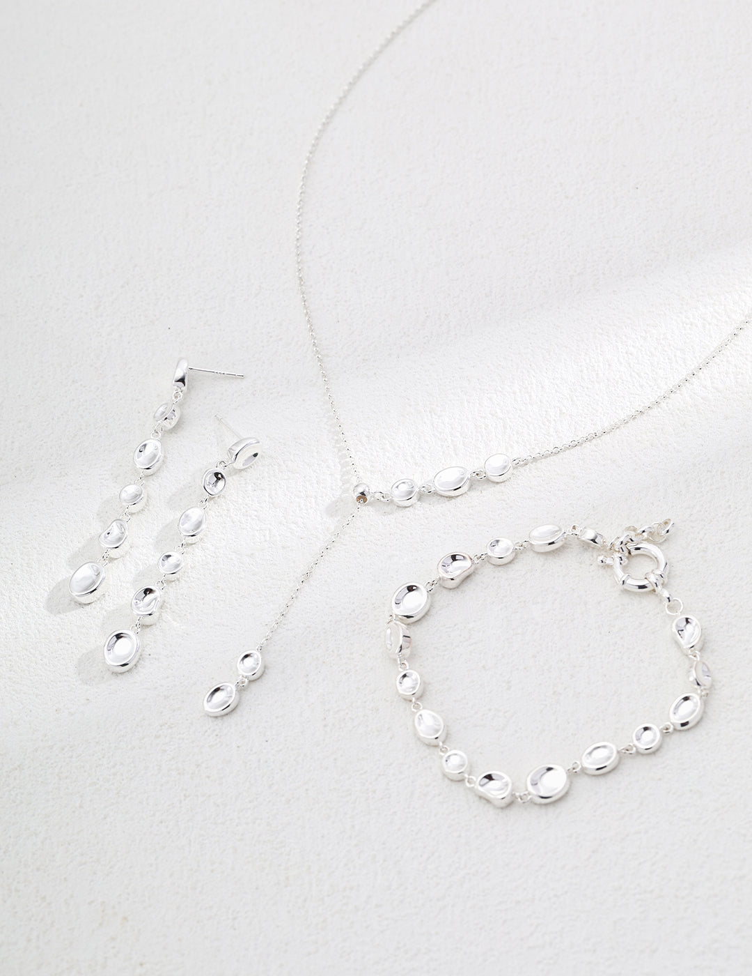Dripping Elegance Silver Jewelry Set