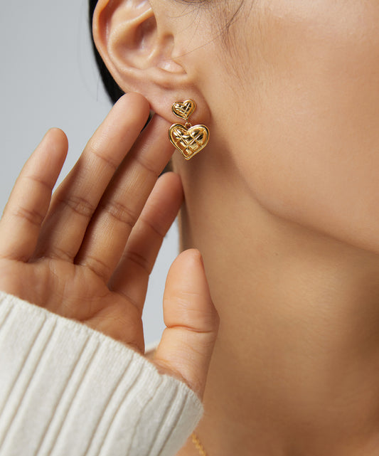 Double Heart Charm Earrings