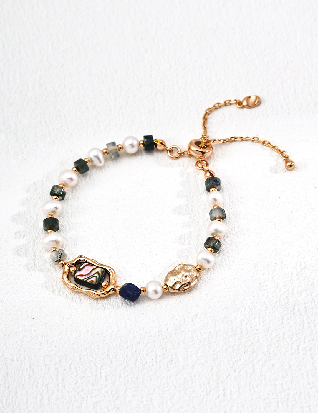 Beach-Inspired Green Moss Agate Seashell Bracelet - Perfect for Summer & Travel