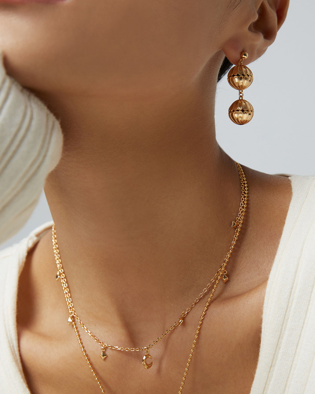 Stardust Whisper Dainty Moon Charm Necklace