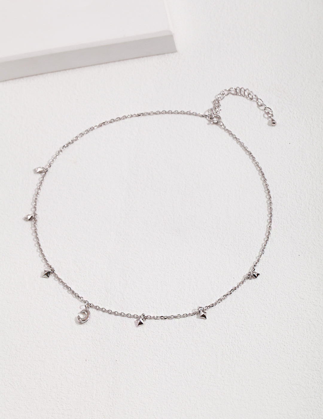 Stardust Whisper Dainty Moon Charm Necklace, silver