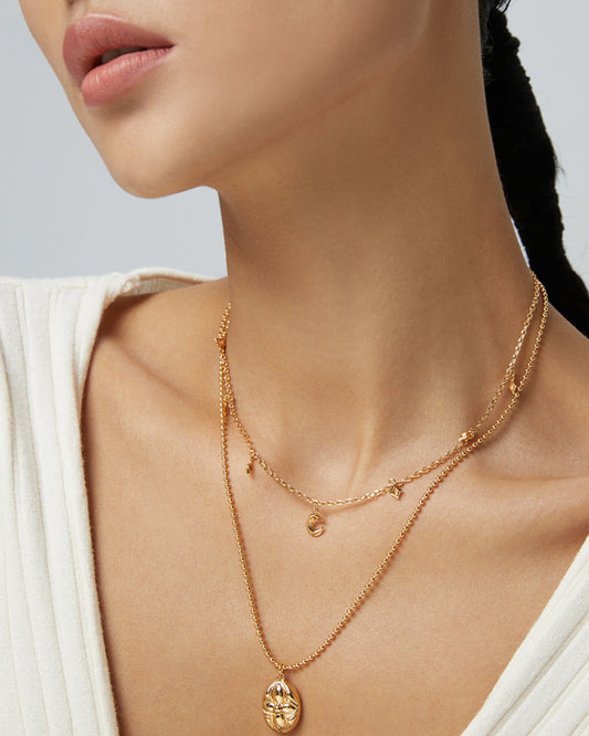 Stardust Whisper Dainty Moon Charm Necklace