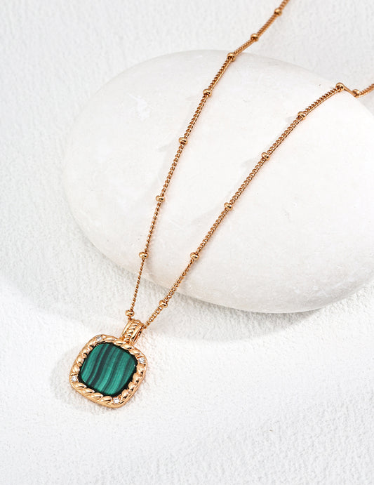 Elegant Malachite- adorned Gold Jewelry Set