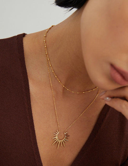 Radiant Sunburst Gold Chain Necklace